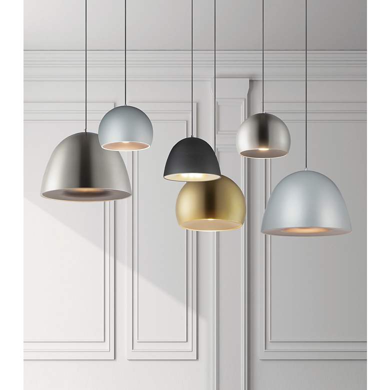 Image 7 ET2 Palla 15 3/4" Wide Satin Brass Dome LED Pendant Light more views