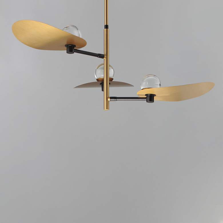 Image 6 ET2 Pearl 39 1/4"W Natural Aged Brass 3-Light LED Chandelier more views