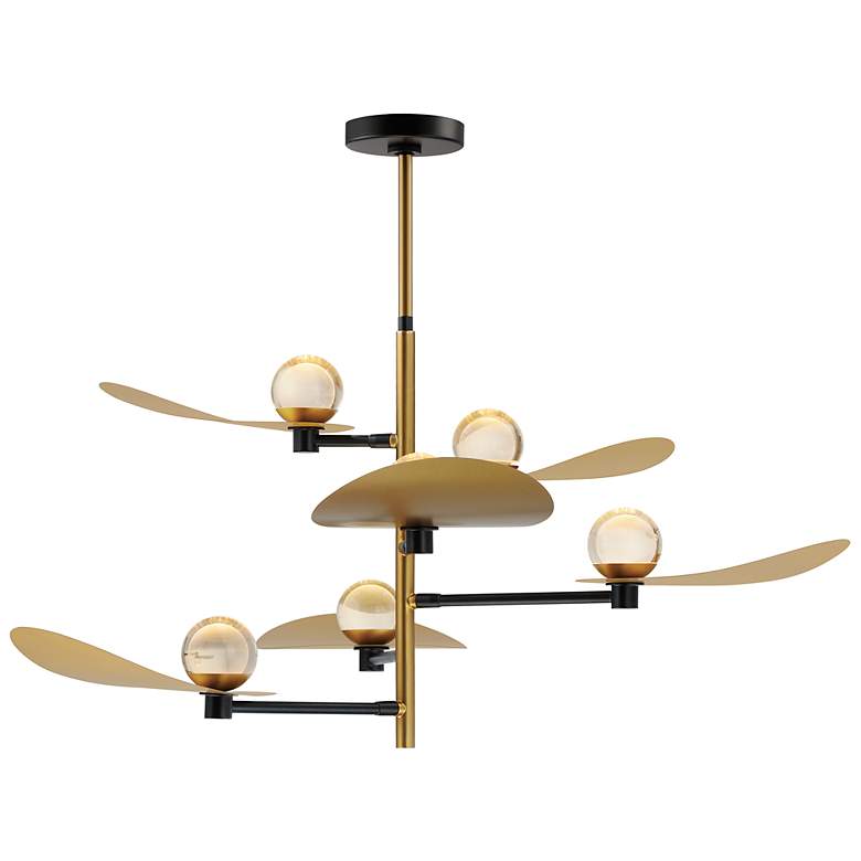 Image 2 ET2 Pearl 47 1/4"W Black and Brass 6-Light LED Chandelier