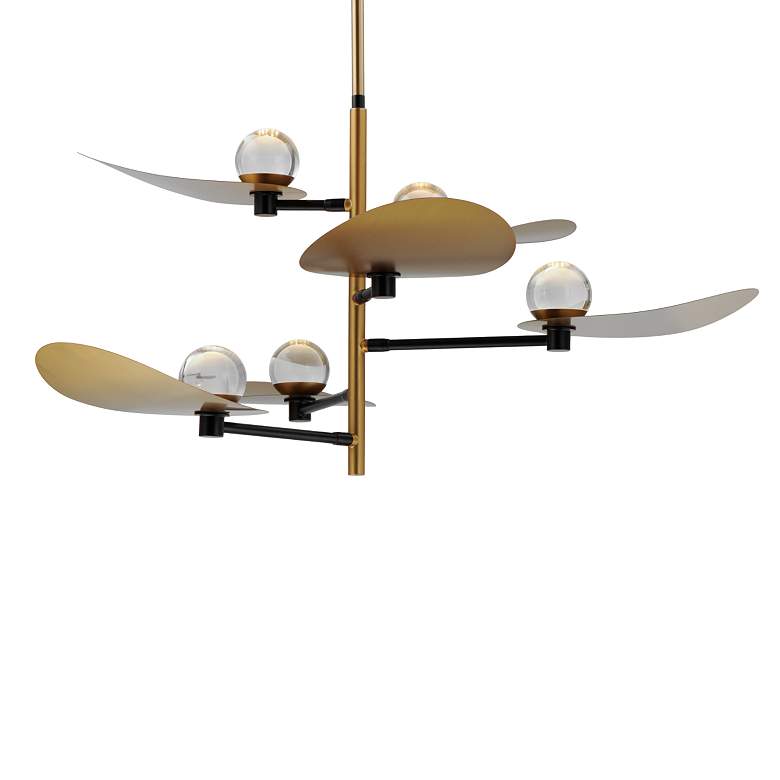 Image 3 ET2 Pearl 47 1/4"W Black and Brass 6-Light LED Chandelier more views