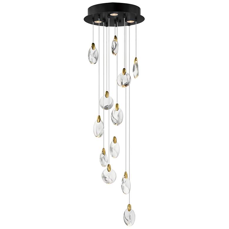 Image 1 ET2 Pebble 15 3/4" Wide Black/Gold 12-Light LED Pendant