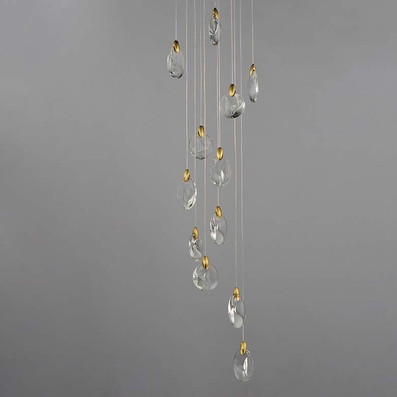 Image 2 ET2 Pebble 15 3/4" Wide Black/Gold 12-Light LED Pendant more views