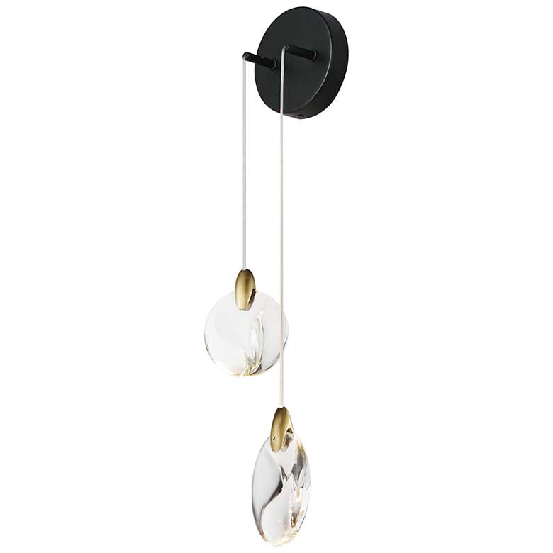Image 1 ET2 Pebble 24" High Black/Polished Gold 2-Light Wall Sconce