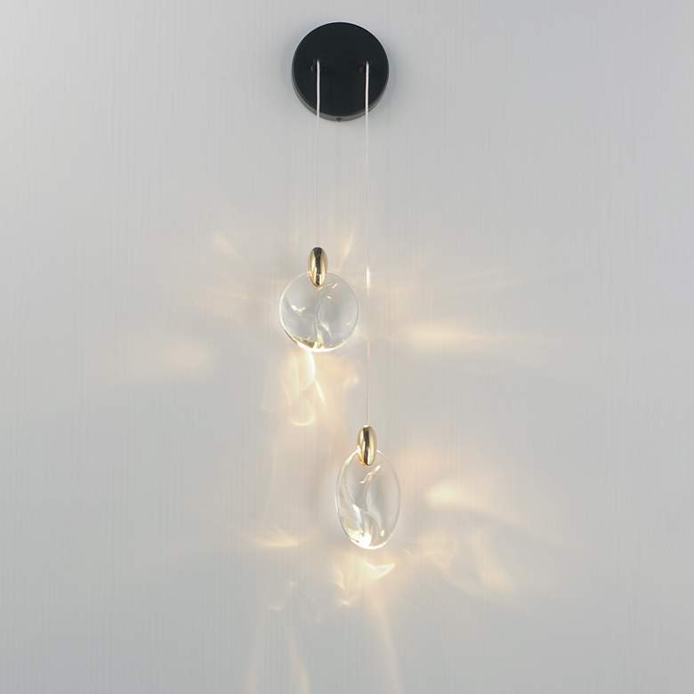 Image 3 ET2 Pebble 24" High Black/Polished Gold 2-Light Wall Sconce more views