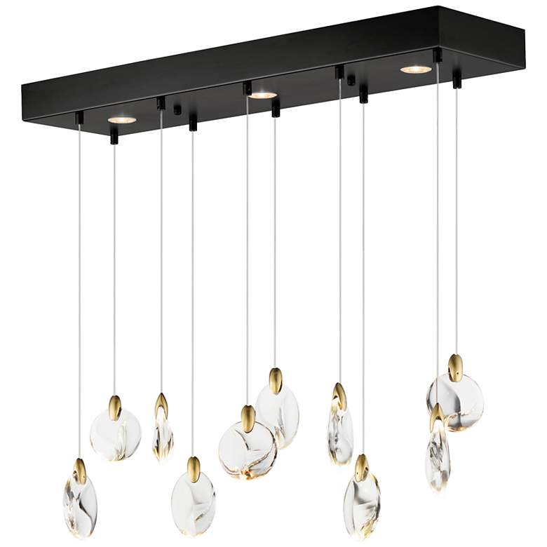 Image 1 ET2 Pebble 35 1/2" Wide Black/Polished Gold 10-Light LED Pendant