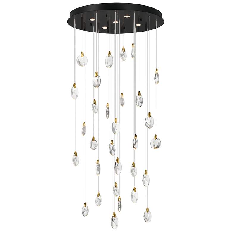 Image 1 ET2 Pebble 36" Black/Polished Gold 30-Light LED Pendant