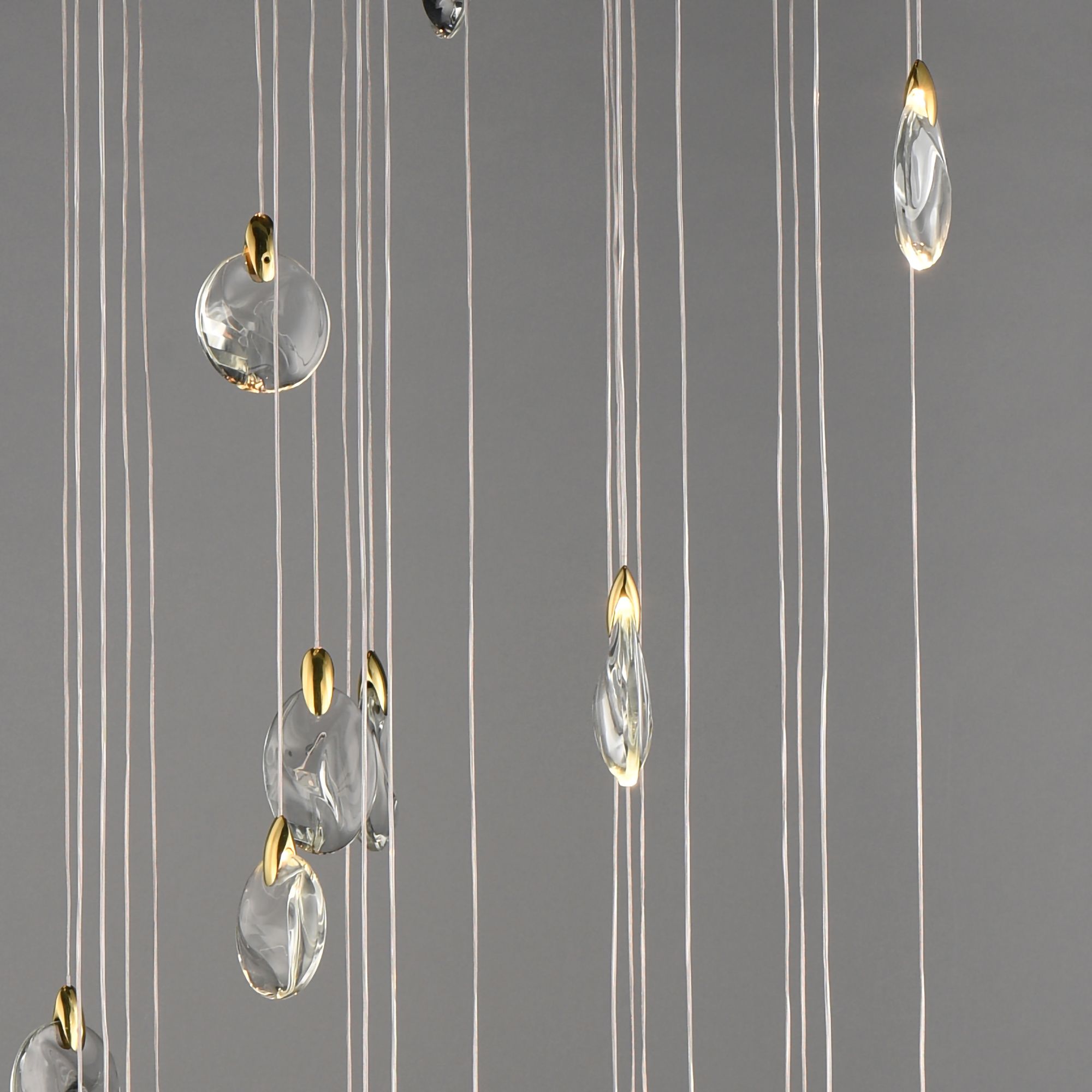 Image 3 ET2 Pebble 36" Black/Polished Gold 30-Light LED Pendant more views