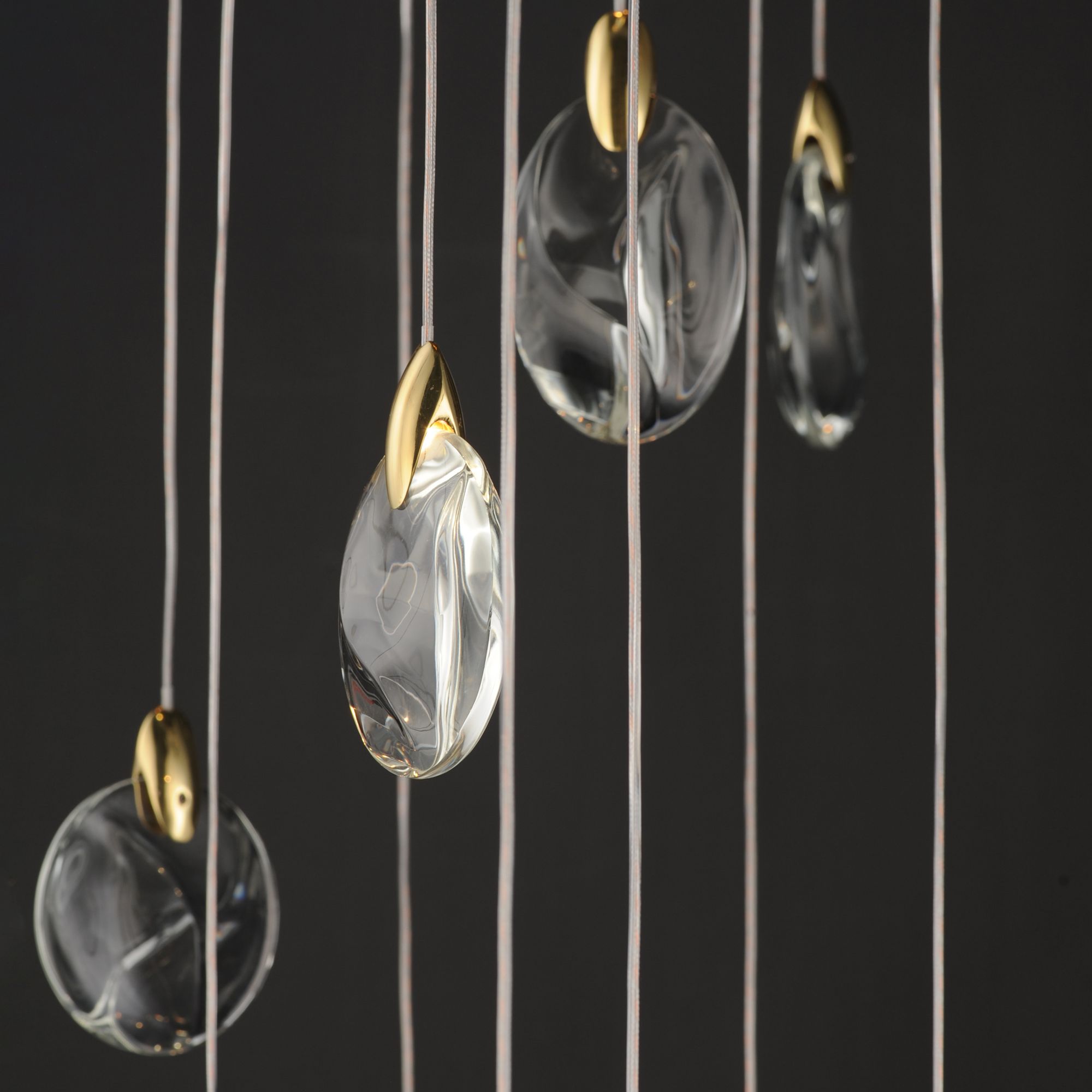 Image 4 ET2 Pebble 36" Black/Polished Gold 30-Light LED Pendant more views