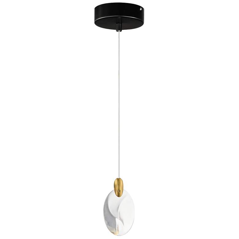 Image 1 ET2 Pebble 4 3/4" High Black/Polished Gold 1-Light LED Pendant