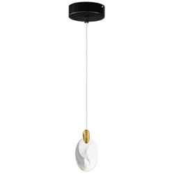 ET2 Pebble 4 3/4" High Black/Polished Gold 1-Light LED Pendant