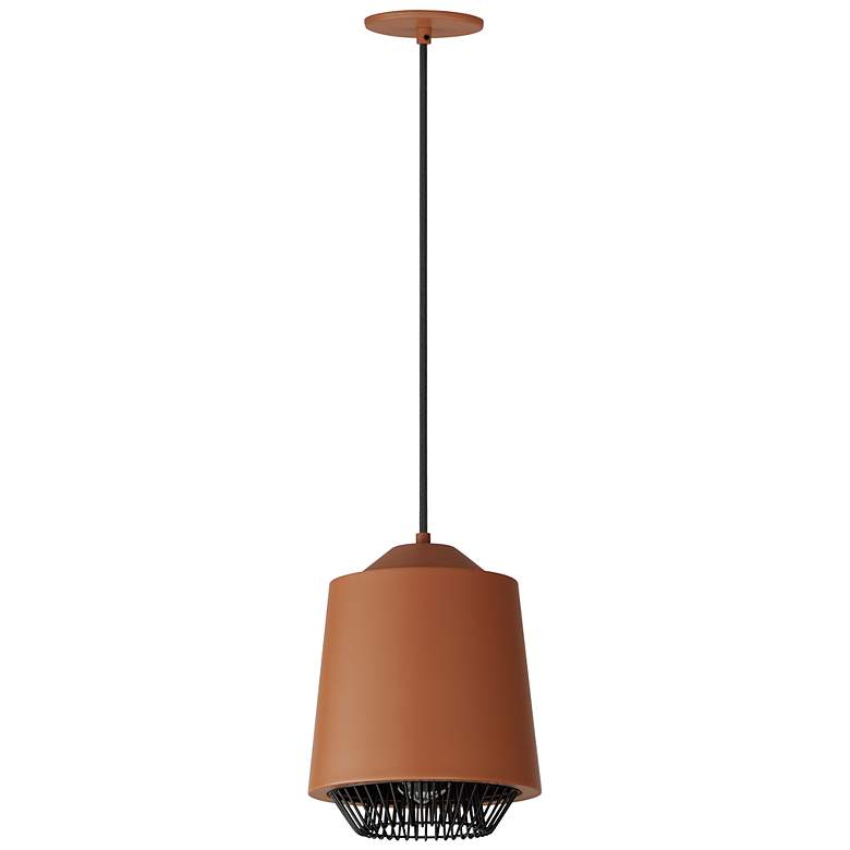 Image 1 ET2 Phoenix 9" Wide Black and Brick LED Mini Pendant