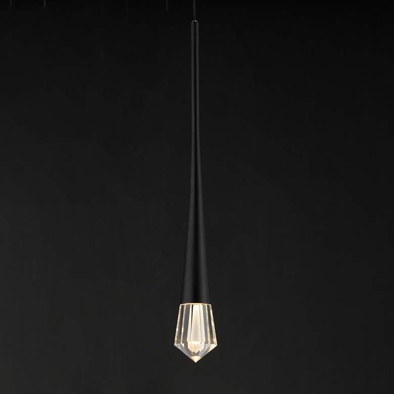 Image 4 ET2 Pierce 2 1/4"W Black LED Mini Pendant w/ Clear Crystal more views