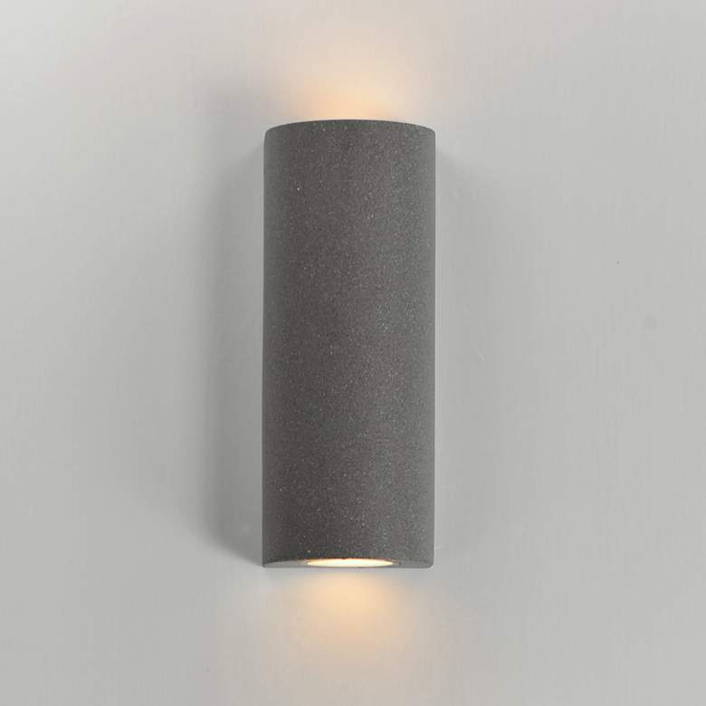 Image 3 ET2 Pilar 13" High Greystone 2-Light LED Outdoor Wall Sconce - Cylinde more views