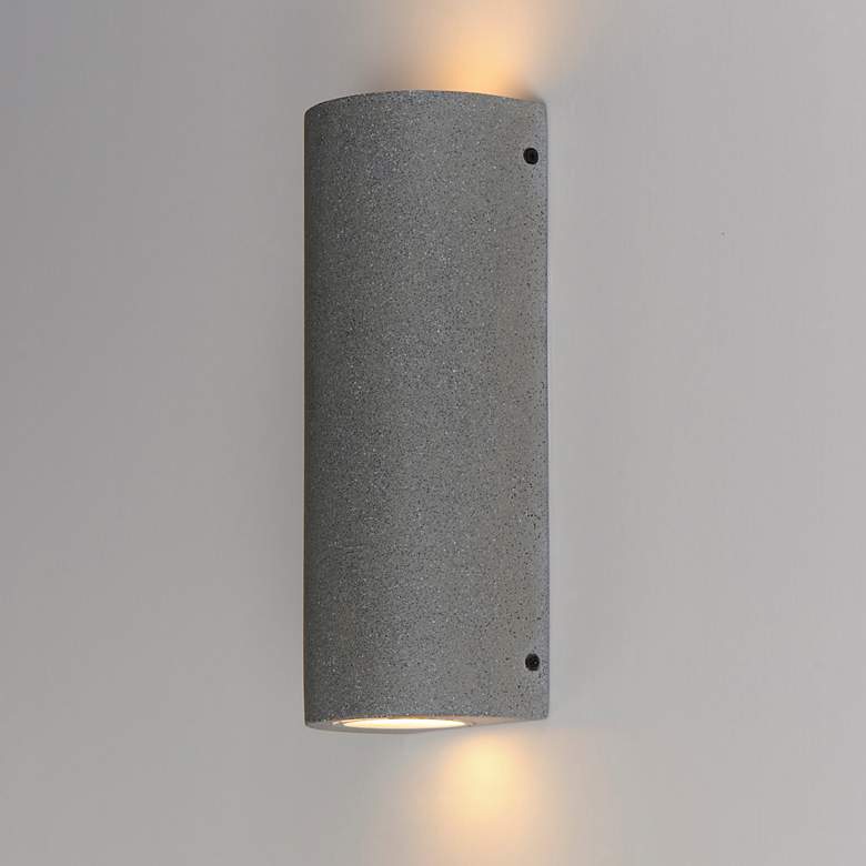 Image 4 ET2 Pilar 13" High Greystone 2-Light LED Outdoor Wall Sconce - Cylinde more views