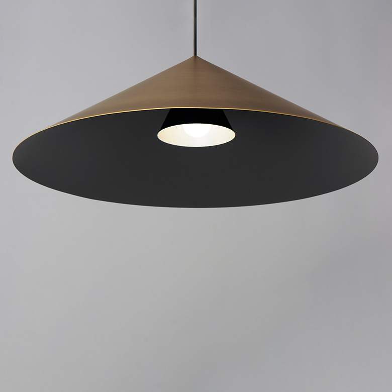 Image 3 ET2 Pitch 29 1/2" Wide Antique Brass LED Pendant Light more views
