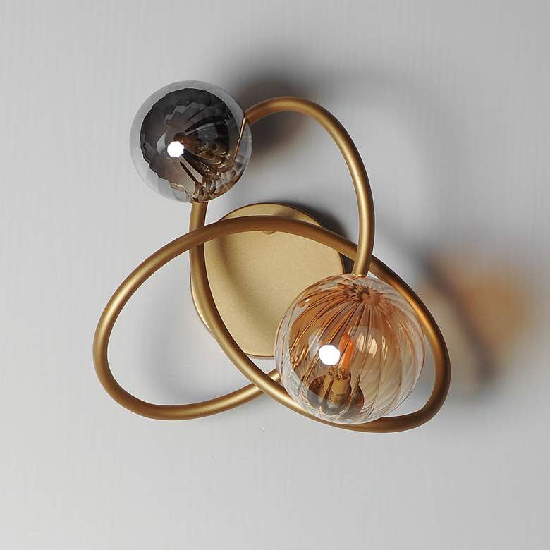 Image 3 ET2 Planetary 10 1/2" High Gold 2-Light LED Wall Sconce more views