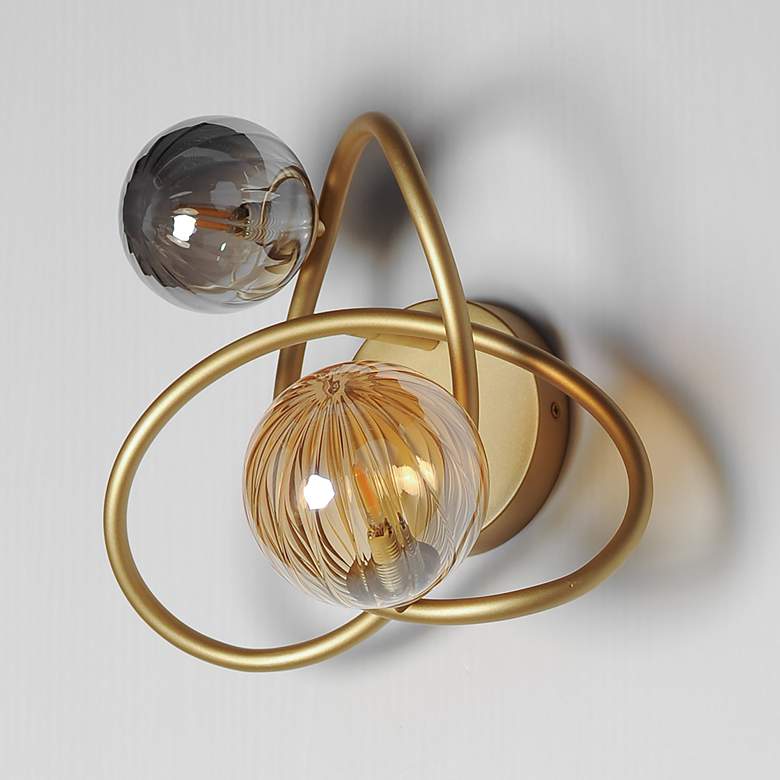 Image 4 ET2 Planetary 10 1/2" High Gold 2-Light LED Wall Sconce more views