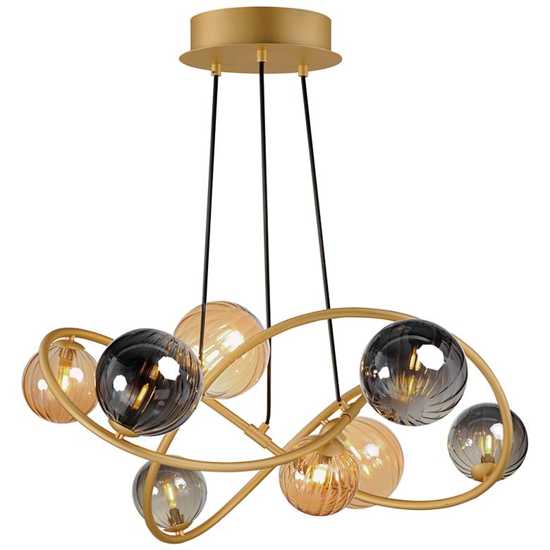 Image 2 ET2 Planetary 33 3/4" Wide Gold 8-Light LED Chandelier