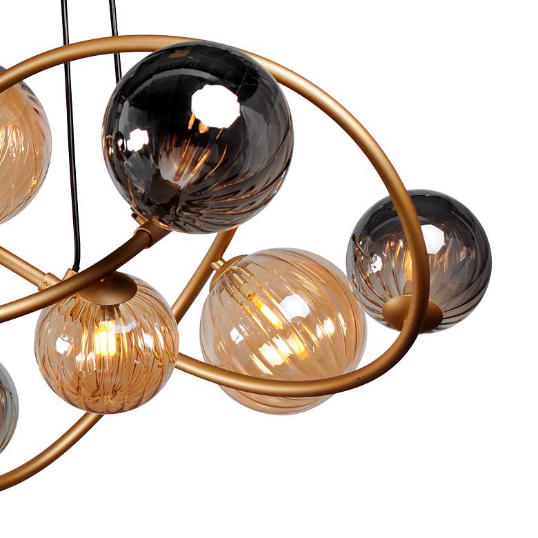 Image 3 ET2 Planetary 33 3/4" Wide Gold 8-Light LED Chandelier more views