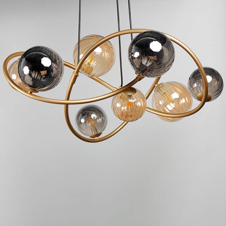 Image 5 ET2 Planetary 33 3/4" Wide Gold 8-Light LED Chandelier more views