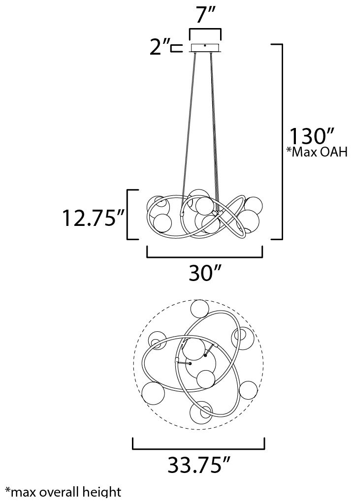 ET2 Planetary 33 3/4" Wide Gold 8-Light LED Chandelier