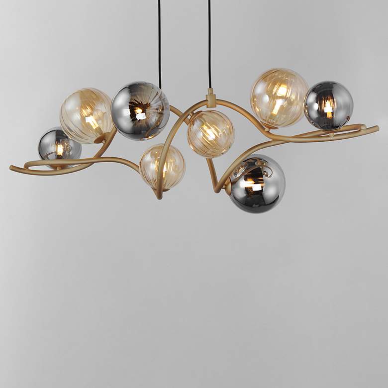 Image 3 ET2 Planetary 43 1/2"W Gold 8-Light LED Linear Chandelier more views