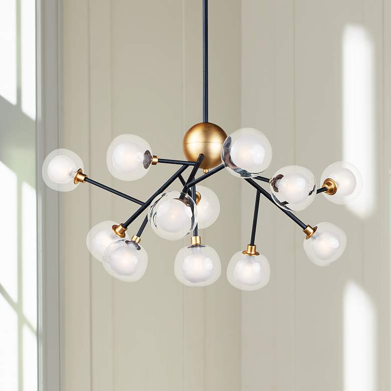 Image 1 ET2 Pod 39 1/2" Wide Black and Gold 12-Light LED Pendant