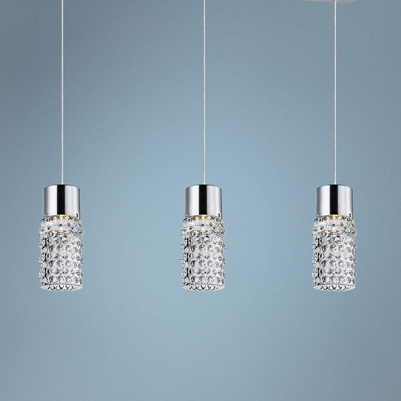 Image 1 ET2 Polka 21 1/2"W Clear Glass 3-Light LED Chrome Pendant