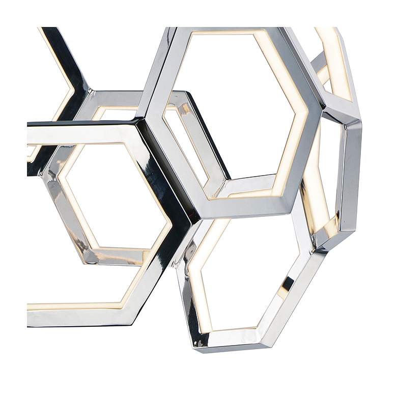 Image 3 ET2 Polygon 30" Wide Polished Nickel LED Pendant Light more views