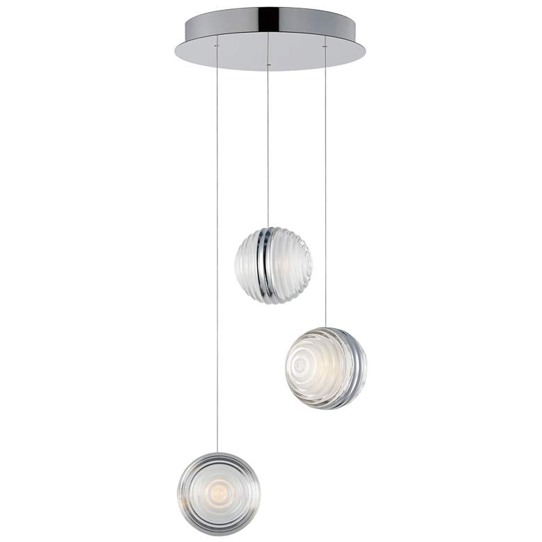 Image 1 ET2 Pulse 11 3/4" Wide Polished Chrome 3-Light LED Pendant