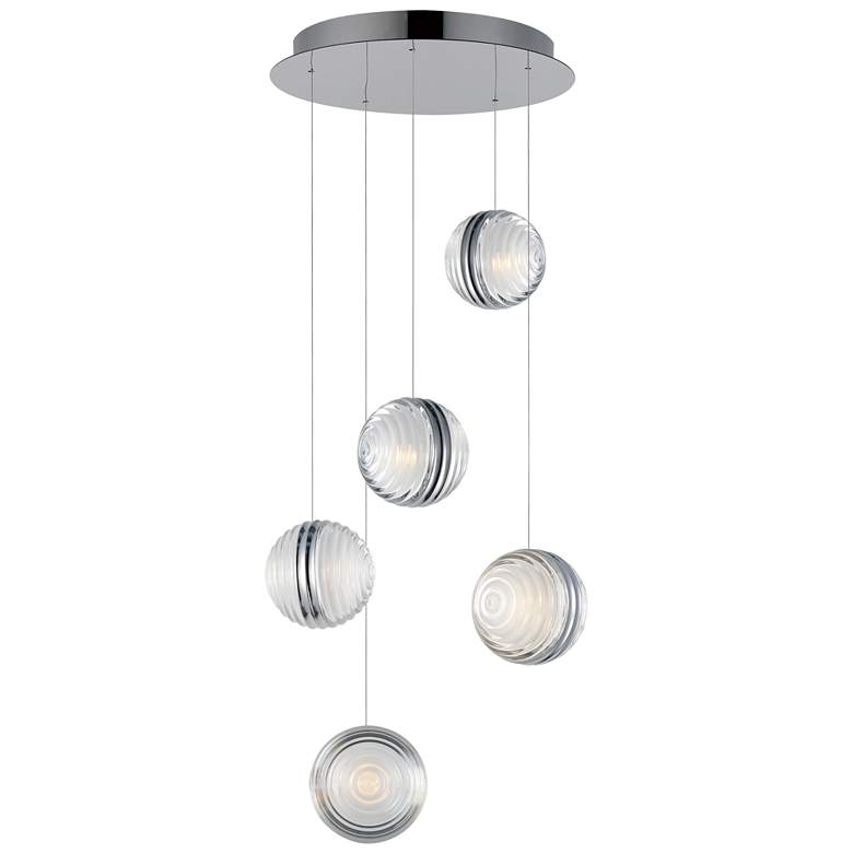 Image 1 ET2 Pulse 15" Wide Polished Chrome 5-Light LED Pendant