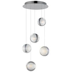 ET2 Pulse 15" Wide Polished Chrome 5-Light LED Pendant