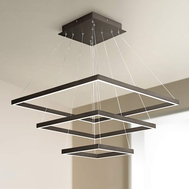 Image 1 ET2 Quad 27 3/4" Wide Bronze LED Multi Light Pendant