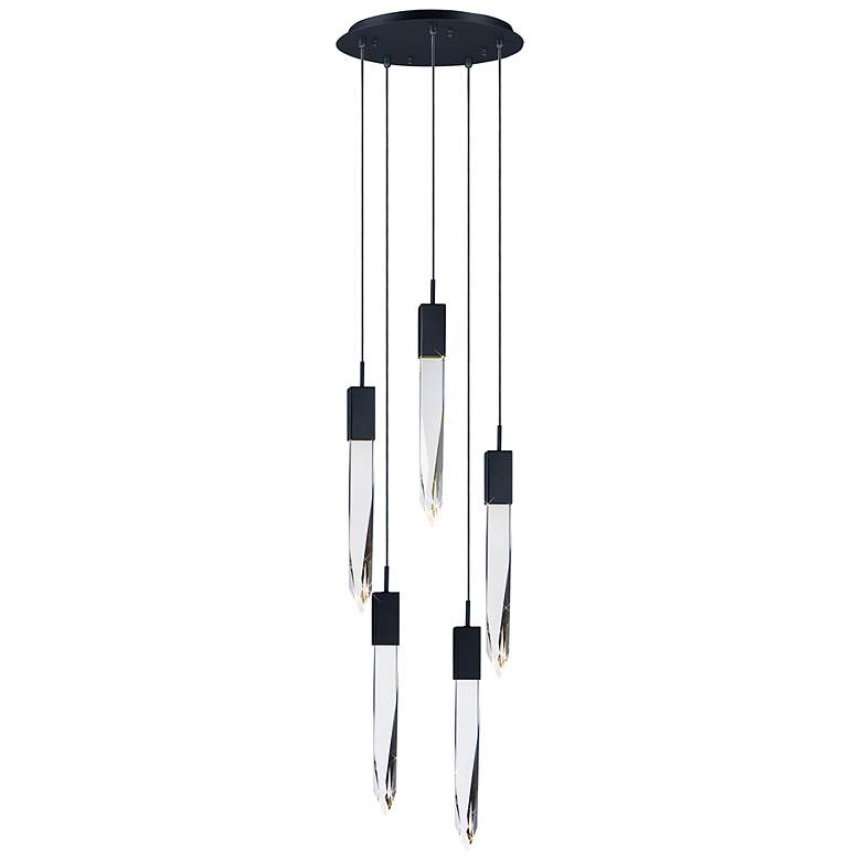 Image 2 ET2 Quartz 15 3/4 inch Wide Black 5-Light LED Pendant