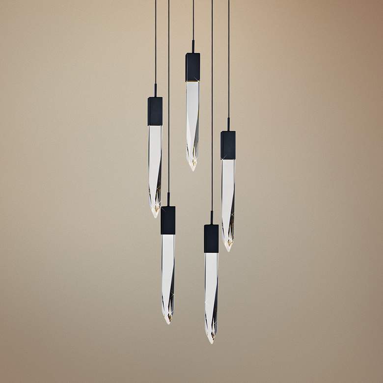 Image 1 ET2 Quartz 15 3/4 inch Wide Black 5-Light LED Pendant