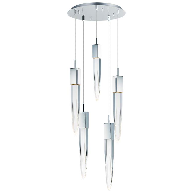 Image 2 ET2 Quartz 15 3/4" Wide Polished Nickel 5-Light LED Pendant