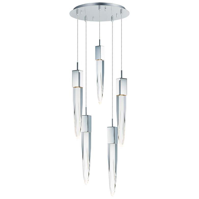 Image 2 ET2 Quartz 15 3/4 inch Wide Polished Nickel 5-Light LED Pendant