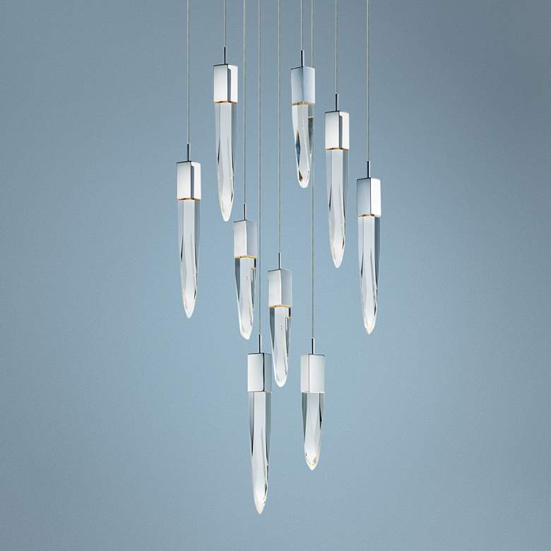 Image 1 ET2 Quartz 15 3/4" Wide Polished Nickel 9-Light LED Pendant