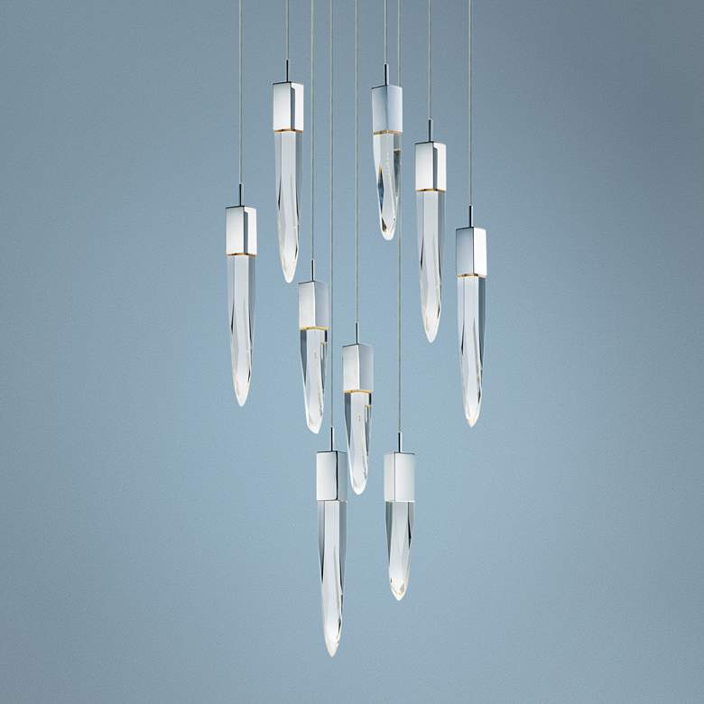 Image 1 ET2 Quartz 15 3/4 inch Wide Polished Nickel 9-Light LED Pendant