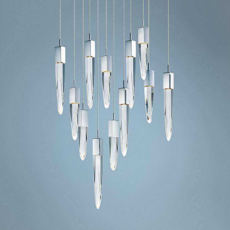 Image 1 ET2 Quartz 39 1/4"W Nickel LED Kitchen Island Light Pendant