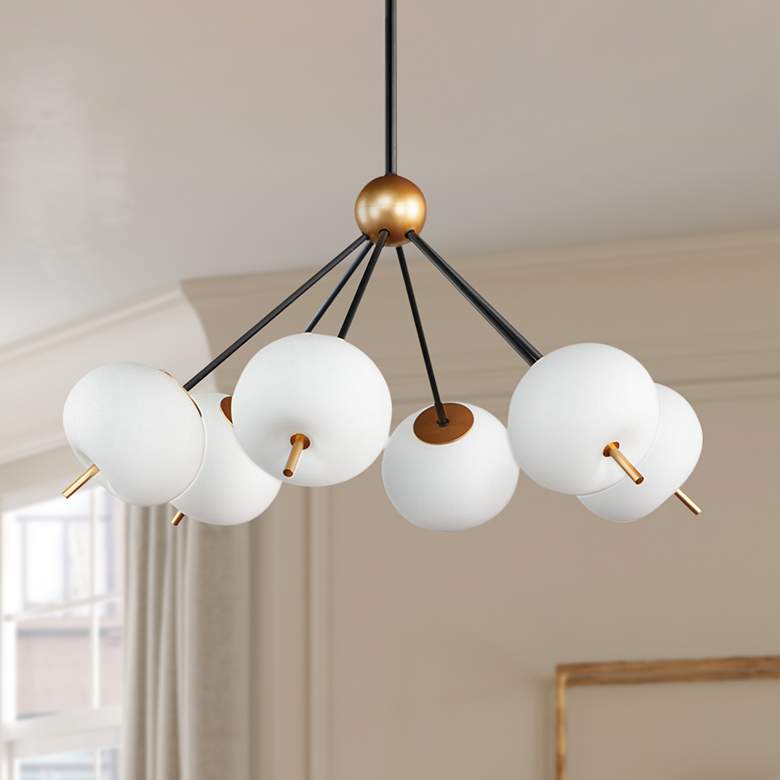 Image 1 ET2 Quest 26 1/2" Wide Black and Gold 6-Light LED Pendant