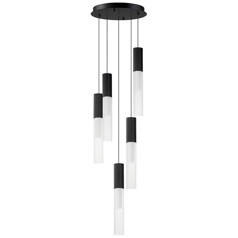 Image 1 ET2 Reeds 13 3/4" Wide Black 5-Light LED Pendant