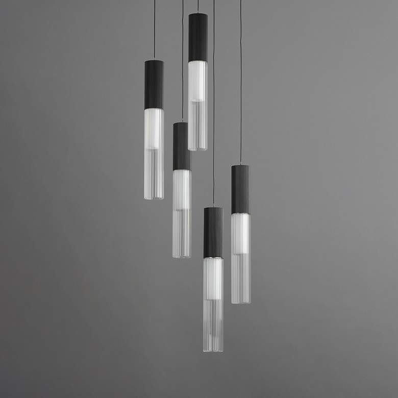 Image 3 ET2 Reeds 13 3/4" Wide Black 5-Light LED Pendant more views