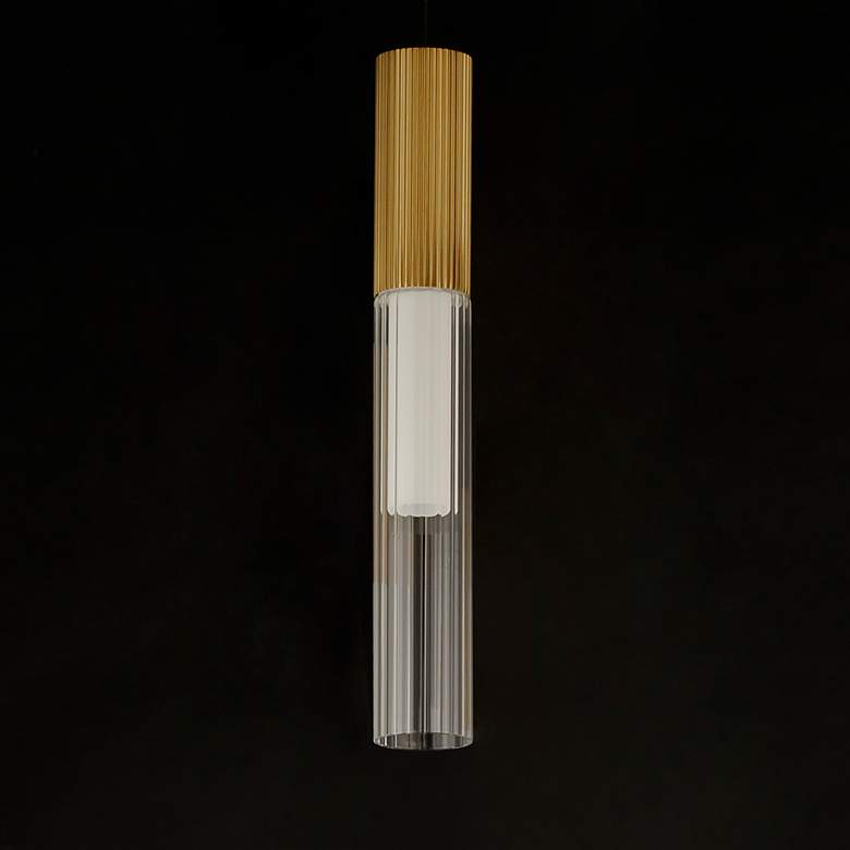 Image 5 ET2 Reeds 2 1/4" Wide Gold LED Cylinder Mini Pendant more views