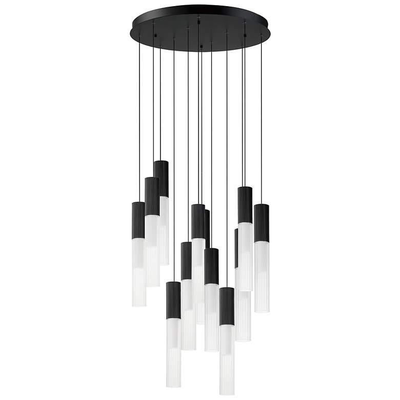 Image 1 ET2 Reeds 20 3/4" Wide Black Steel 12-Light LED Pendant