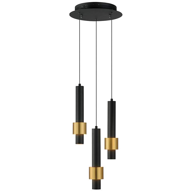 Image 2 ET2 Reveal 11" Wide Matte Black 3-Light LED Mini Pendant