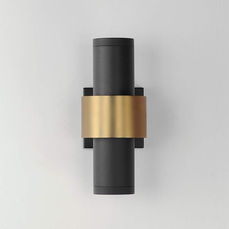 Image 2 ET2 Reveal 12"H Sandy Black and Gold LED Outdoor Wall Light more views