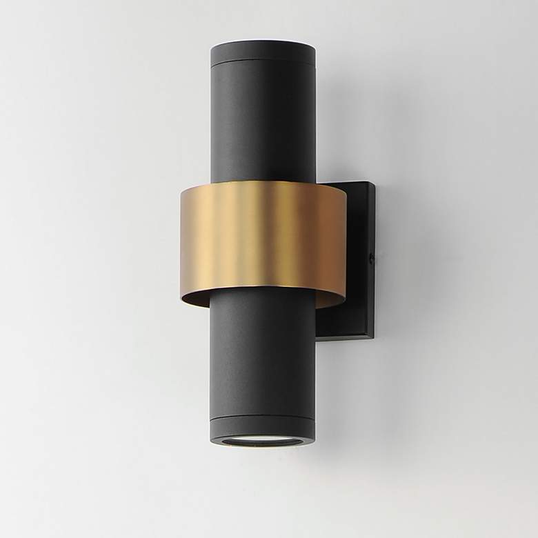 Image 4 ET2 Reveal 12"H Sandy Black and Gold LED Outdoor Wall Light more views