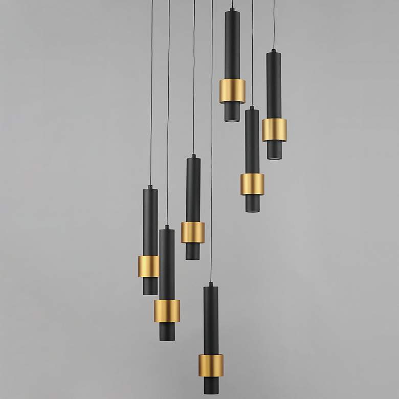 Image 1 ET2 Reveal 18" Wide Black and Gold LED Multi-Light Pendant