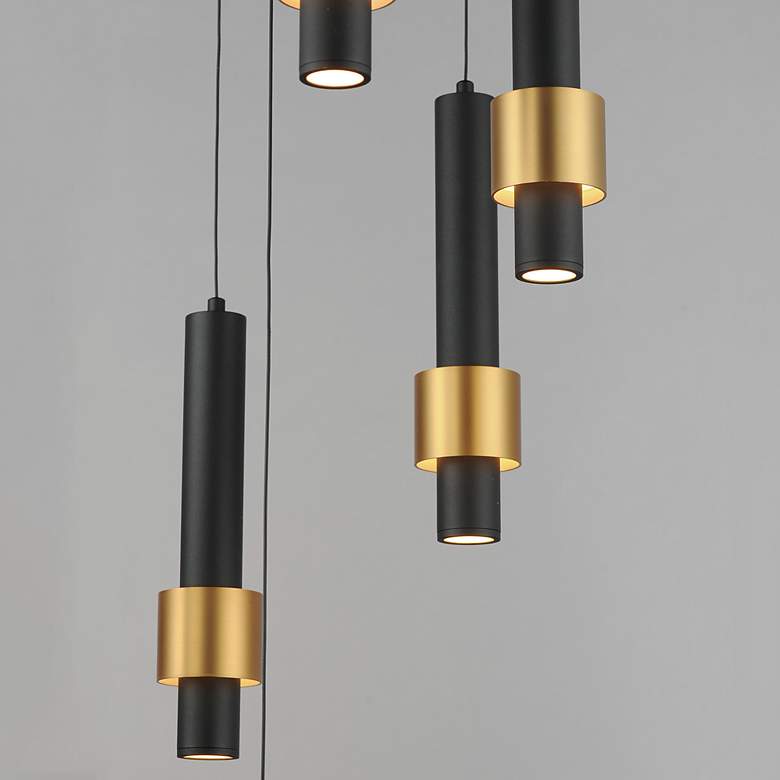 Image 3 ET2 Reveal 18" Wide Black and Gold LED Multi-Light Pendant more views